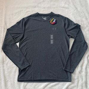 Under Armour Men's Long Sleeve V-Neck Performance Shirt - Charcoal/Black